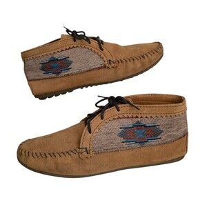Minnetonka El Paso Womens Size 10 Ankle Bootie Moccasin Light Brown Suede 571